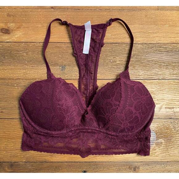 Victorias Secret PINK XS Bra bralette purple Lace Racerback push-up - Picture 1 of 7